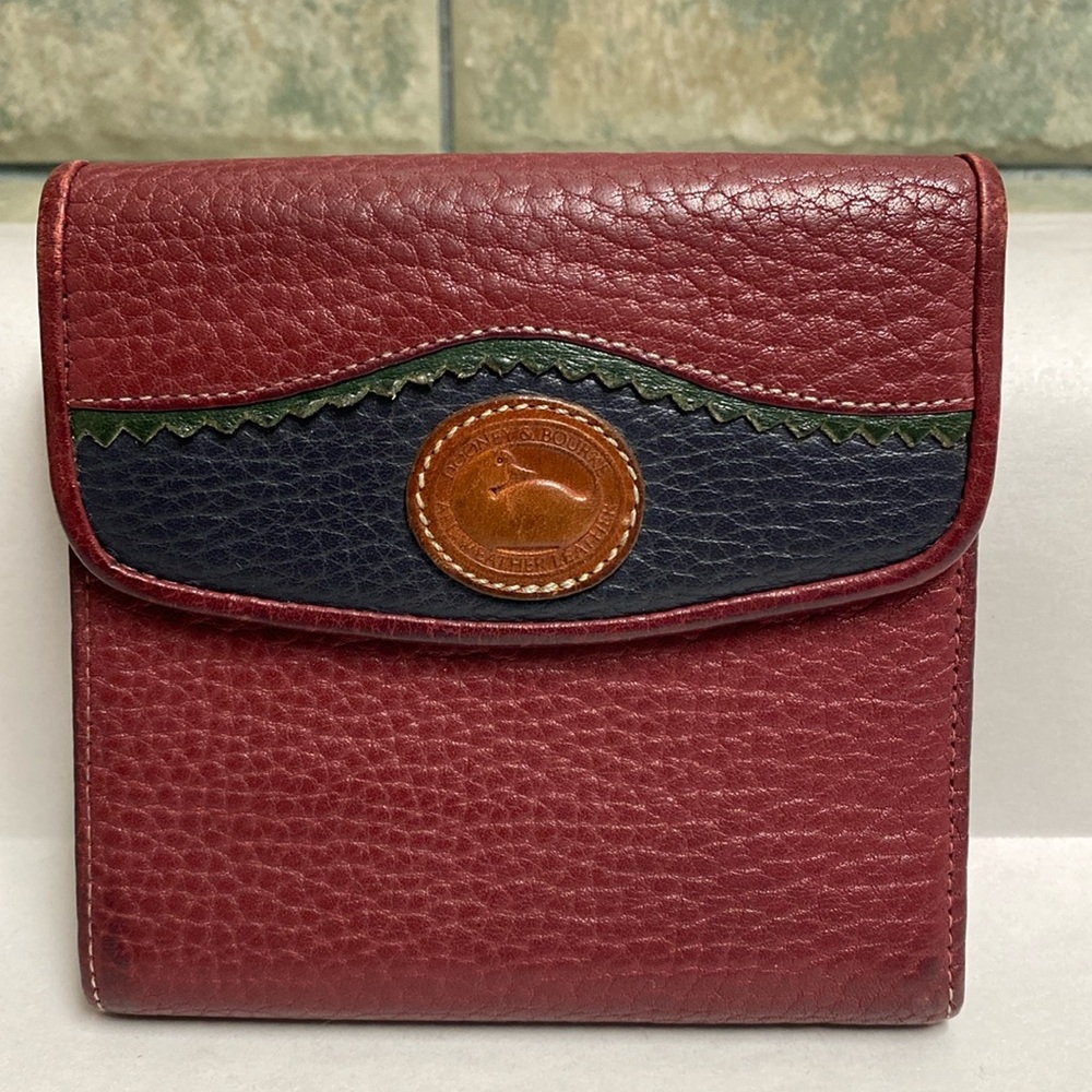 Dooney & Bourke Teton ROUGE, Navy, Green Wallet Made in USA 🇺🇸HTF Color Combo